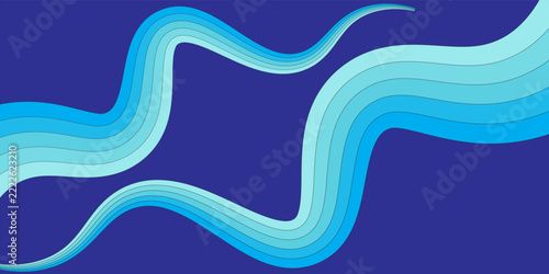 Abstract Blue Wave Background With Flowing Layered Ribbons for Modern Graphic Design