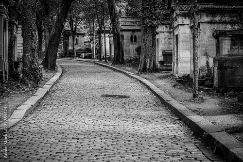 Pere lachaise graveyard - Black and white view - Paris - France