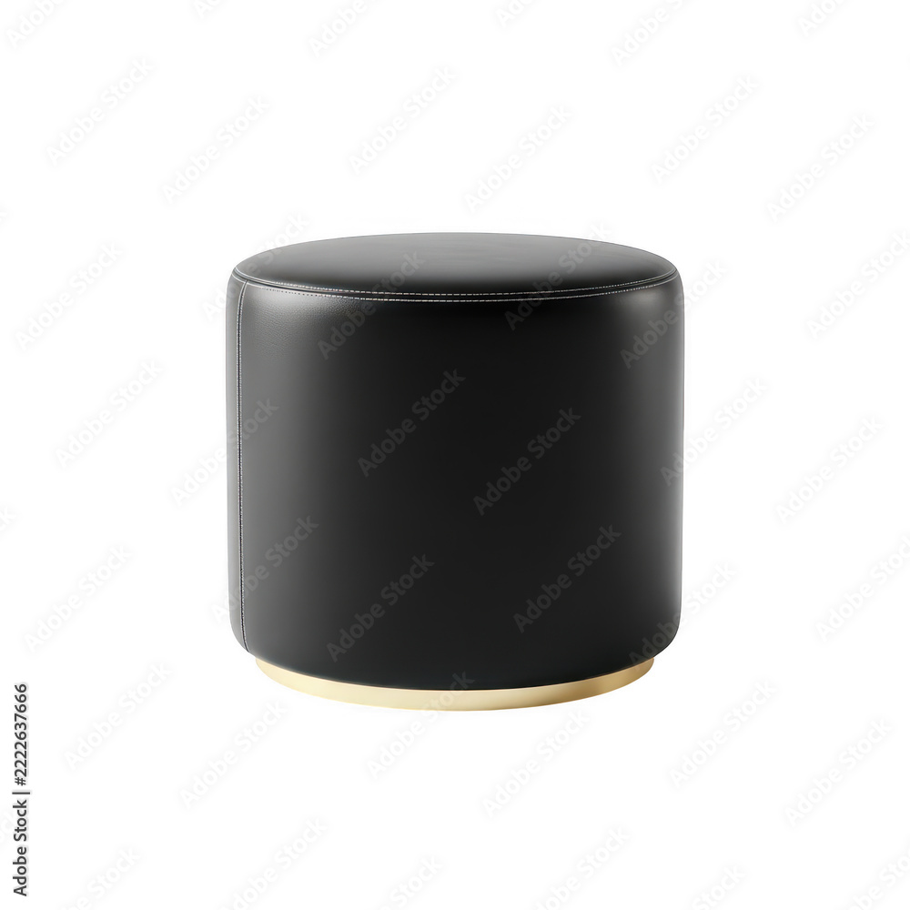 Fototapeta premium Black cylindrical speaker on wooden surface isolated on transparent background