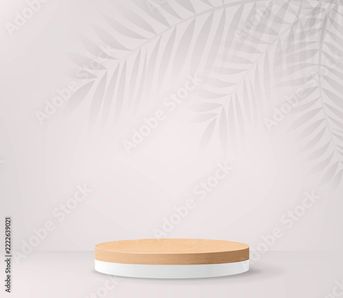 Realistic Podium And Palm Branch