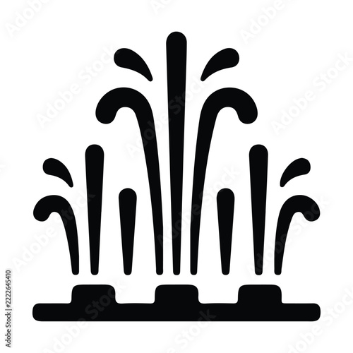 Stylized Water Fountain Icon Black and White Illustration