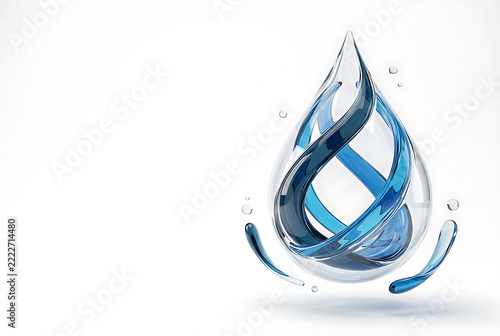 Water drop symbol showing liquid double helix structure