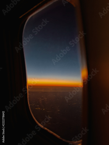 Sunset view from airplane window