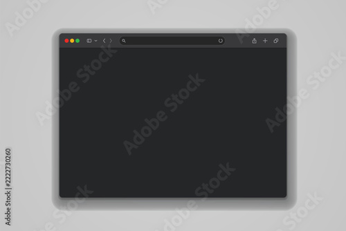 Clean dark browser mockup with search bar and navigation buttons for web design display.