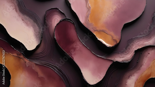 Plum Noir Encaustic Terraces with Amber Light