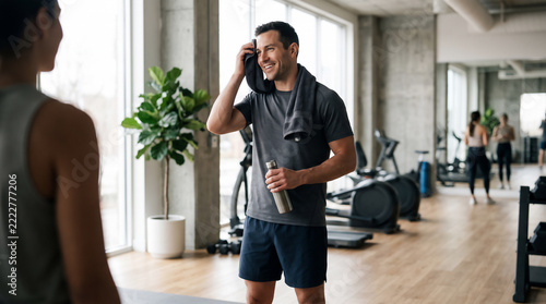 Man Smiling After Workout in Modern Gym 