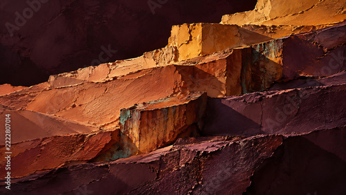 Saffron Clay Escarpments in Aubergine Twilight