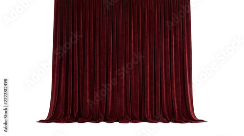 Burgundy velvet theater curtain isolated on transparent background png