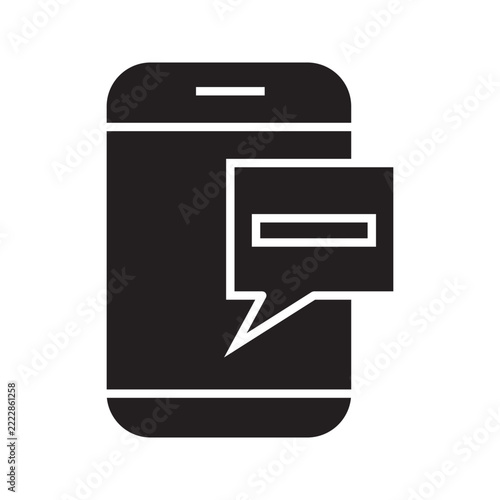 Minimalist smartphone outline icon featuring a message bubble with a minus symbol, representing message removal, chat deletion, blocking, restriction, and communication management. Clean black line ar