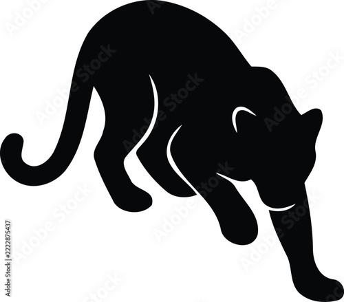 Silhouette of a stalking panther or black leopard