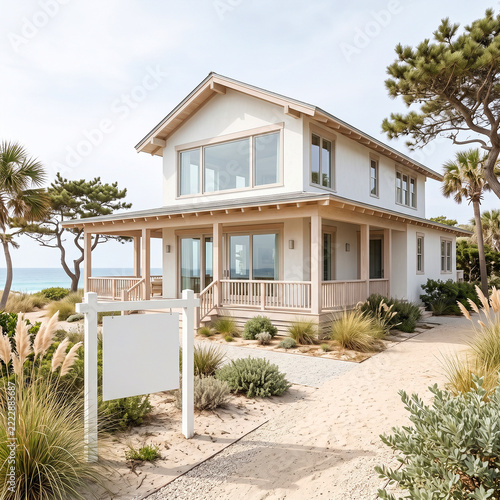 Coastal Beach House Real Estate Yard Sign Mockup

