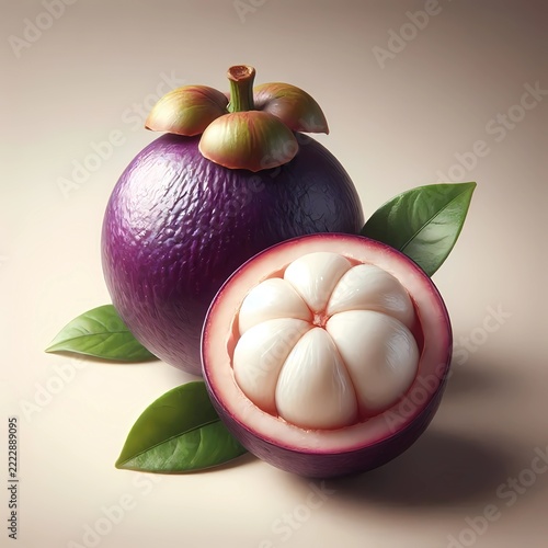 Fresh Mangosteen Fruit with White Edible Segments