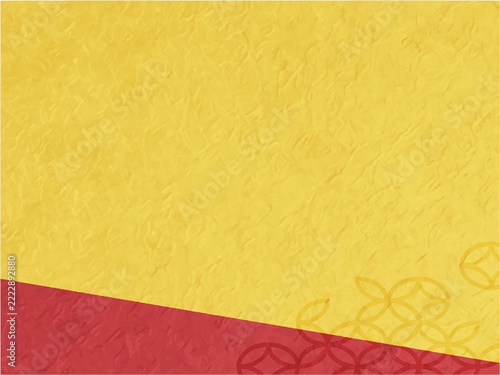 Background illustration of wrinkled paper with geometric pattern accents - gold and red