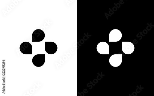 Abstract Geometric Cross Location Pin Water Drop Vector Logo Tech Brand Identity Icon