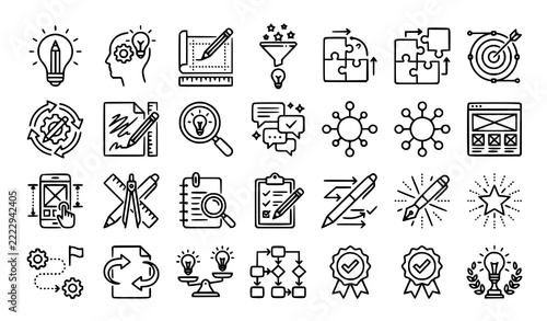Hand Drawn Concept Refinement and Brainstorming Doodle Icons