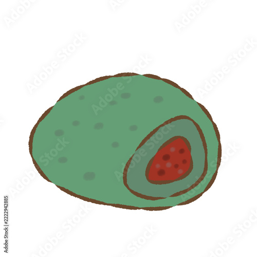 背景透過のもっちり手描きイラスト　3月素材　日本のひな祭り　草餅　顔無し