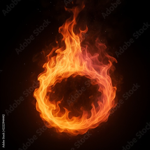 Circular Ring of Fire on Black Background