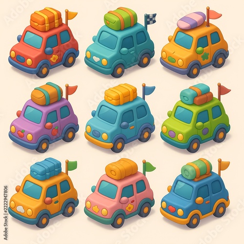 Colorful Miniature Cottage Icon Set