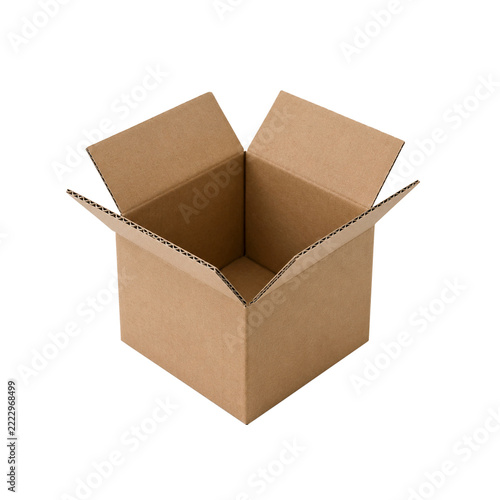 Empty Kraft Shipping Box with Open Flaps