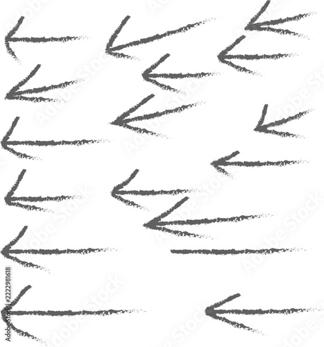 Set of handdrawn charcoal arrows pointing left