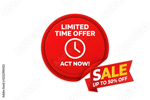 red discount label with ribbon