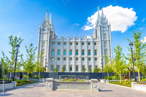 Salt Lake Utah Temple standing prominently on Temple Square in Salt Lake City