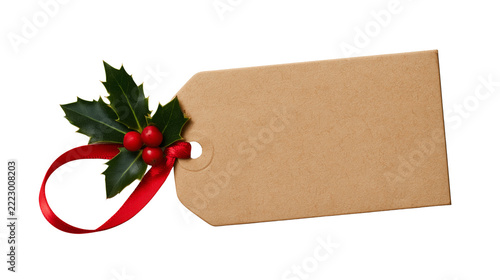 Blank brown gift tag isolated on transparent background