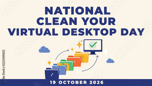 National clean your virtual desktop day illustration with folders