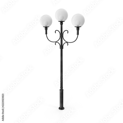 3D Decorative Five Globe Street Lamp Isolated