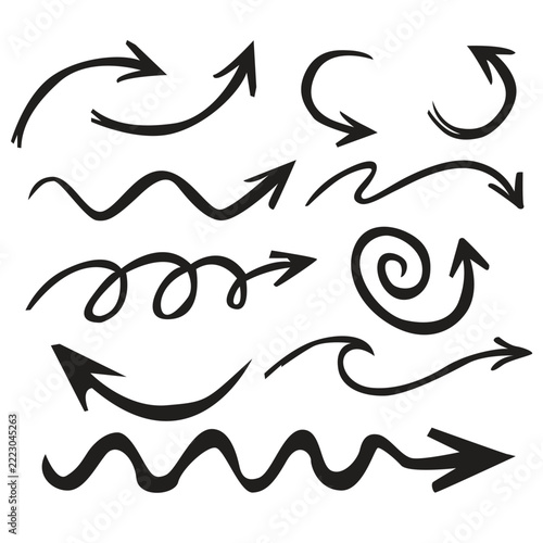 swirl arrow set hand drawn vector design