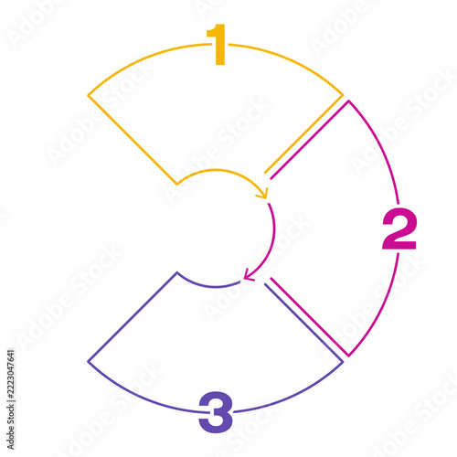 Basic circle infographic with 3 steps, process or options.