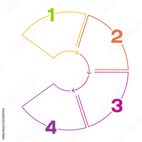 Basic circle infographic with 4 steps, process or options.
