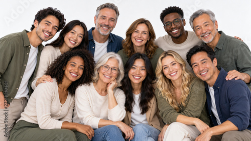 Diverse Group of Friends Smiling Together.