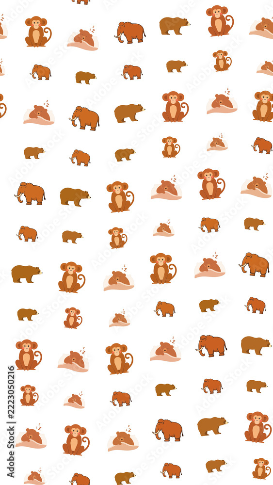Fototapeta premium Seamless Pattern of Cartoon Animals