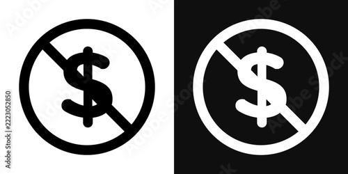Free of charge icon flat outline in black