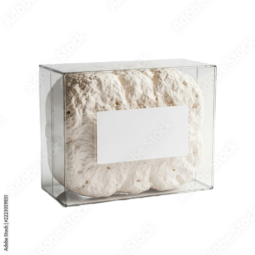 soap bar wrapped in clear plastic on transparent background