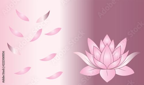 Pink Lotus Flower with Falling Petals Background Sticker Design
