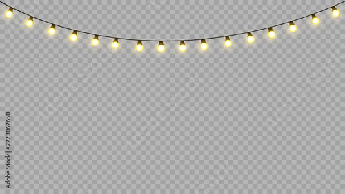 Golden String Lights with Warm Glowing Bulbs