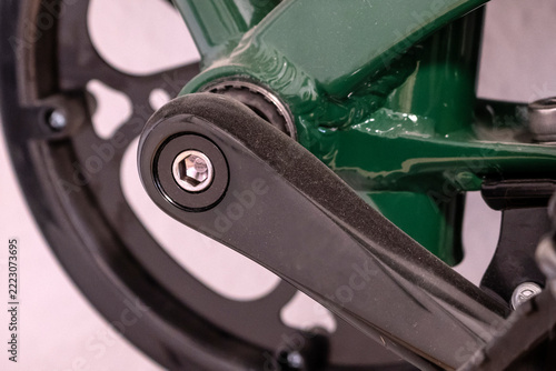 A fragment of a folding bike transmission in close-up