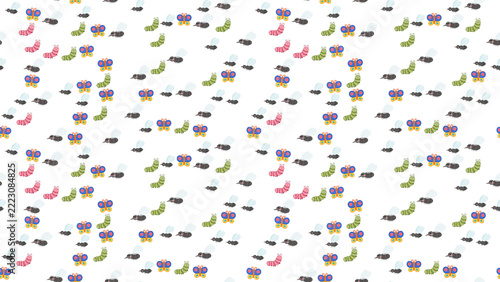 Seamless pattern of cartoon insects