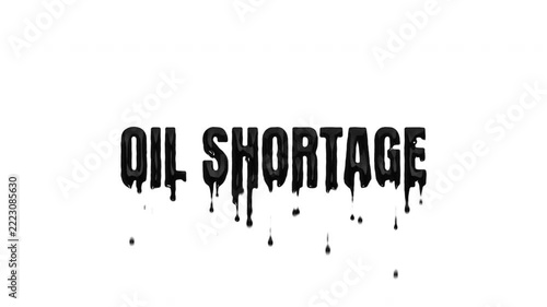 Oil Shortage Text Animation with Dripping Effect on White Background