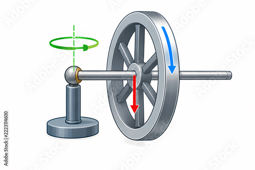 Gyroscope precession on a supported axle illustration