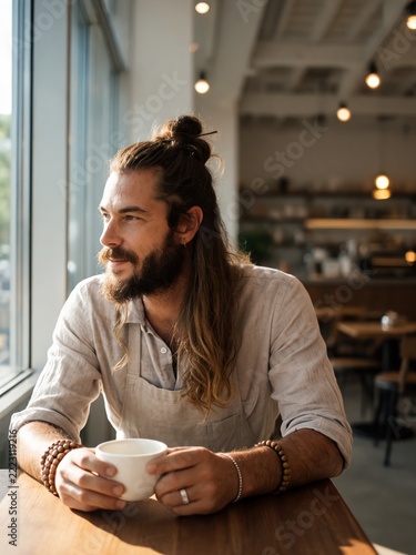 Close up of barista making coffee with espresso machine, coffee preparation details