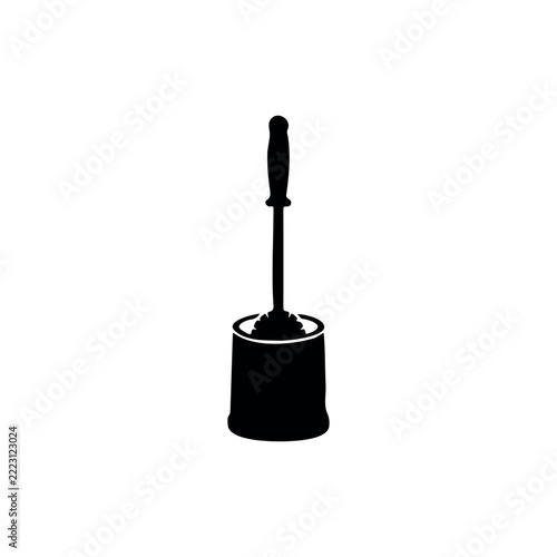 Toilet brush silhouette vector flat design on white background.
