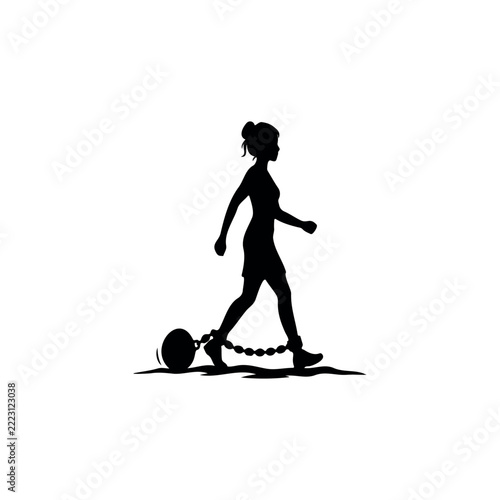 Women walking with ball silhouette vector flat design on white background.
