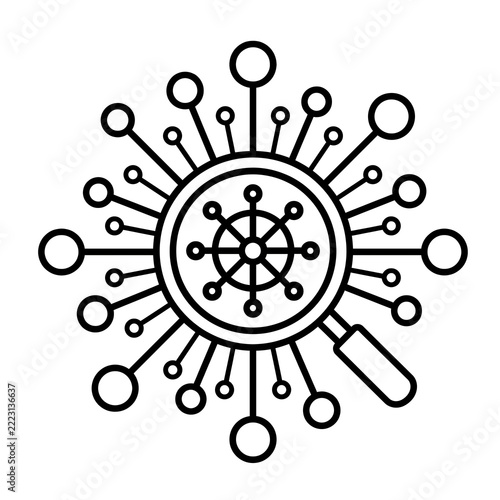 Data Research and Network Analysis Magnifying Glass Concept 