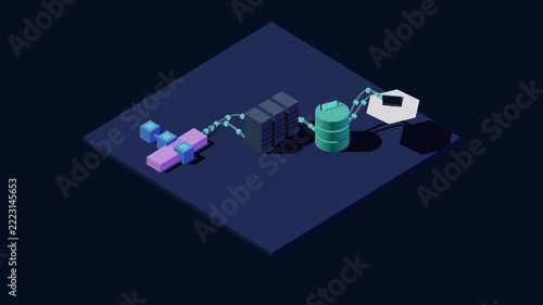 Digital data network architecture with server and database infrastructure