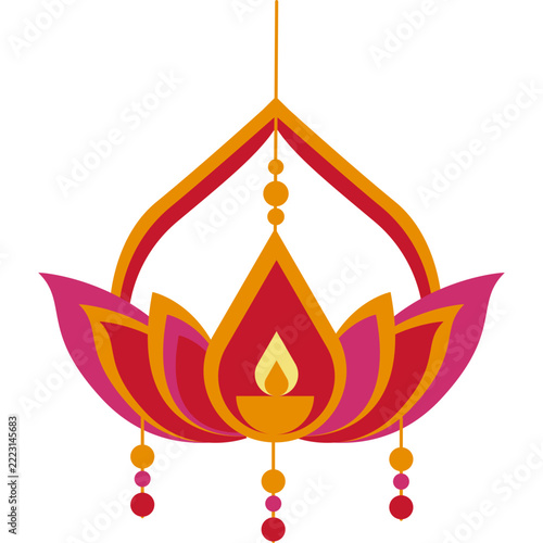 Diwali Lotus Decoration Illustration
