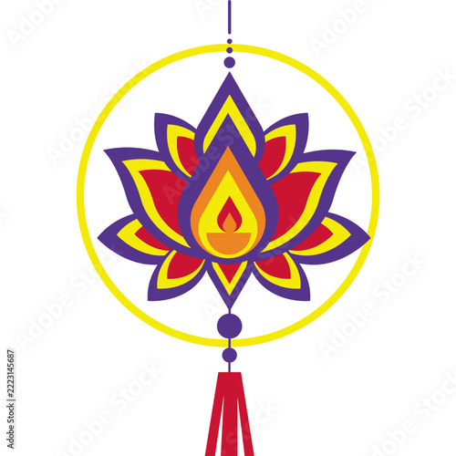 Diwali Lotus Decoration Illustration