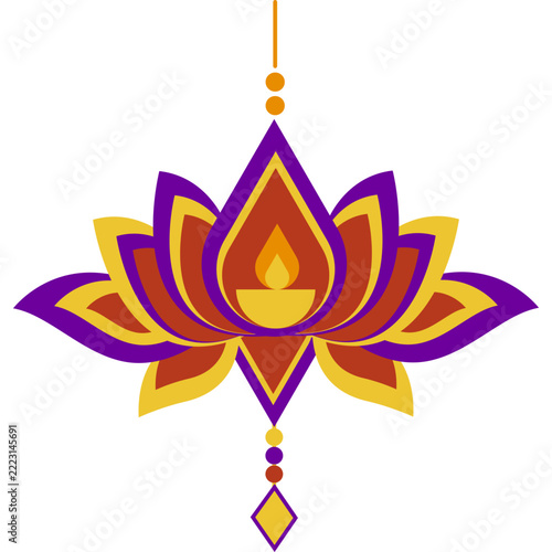 Diwali Lotus Decoration Illustration